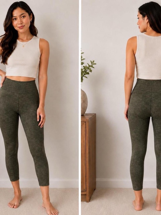aerie Pants - aerie Offline Faux Leather Olive High-Rise 7/8 Leggings